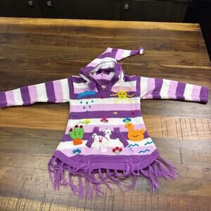 Child's Arpillera Handmade Peruvian Sweater - Purple - 3-4 years